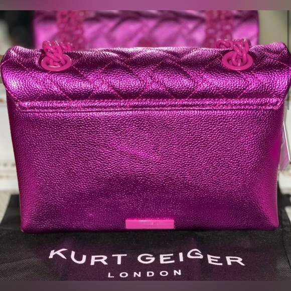 KURT GEIGER LONDON Kensington Drench Magenta Leather Shoulder Bag - Picture 3 of 9
